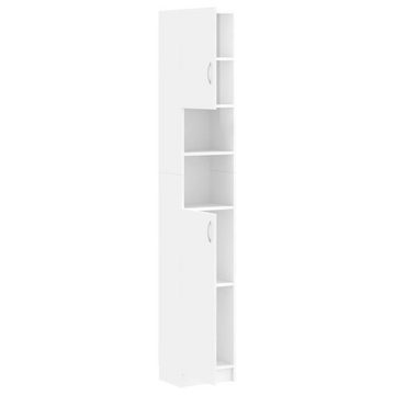 DOTMALL Badezimmer-Set Badezimmerschrank Hochglanz-Weiß 32x25,5x190 cm Holzwerkstoff