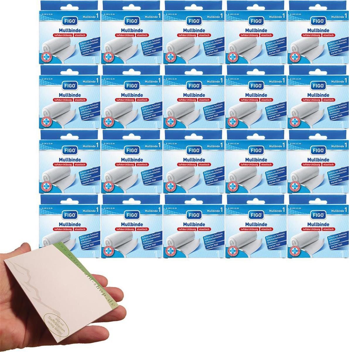 varivendo Bandage Mullbinde Verband 6cm x 4m Weiß 20er Set (Set, 20-tlg., Mullbinden), Haftbinde Badage Fixierbinde Verband