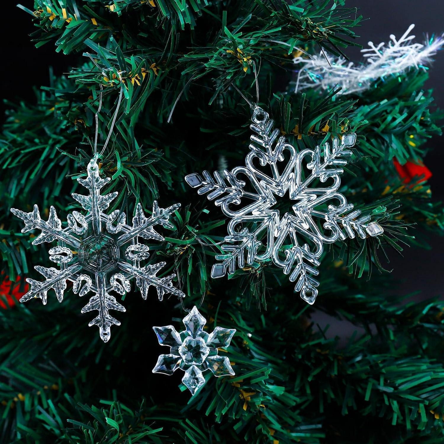 LuxusKollektion Hänge-Weihnachtsbaum Schneeflocken Anhänger Acryl 25 Stk 3 Stile (25 St)