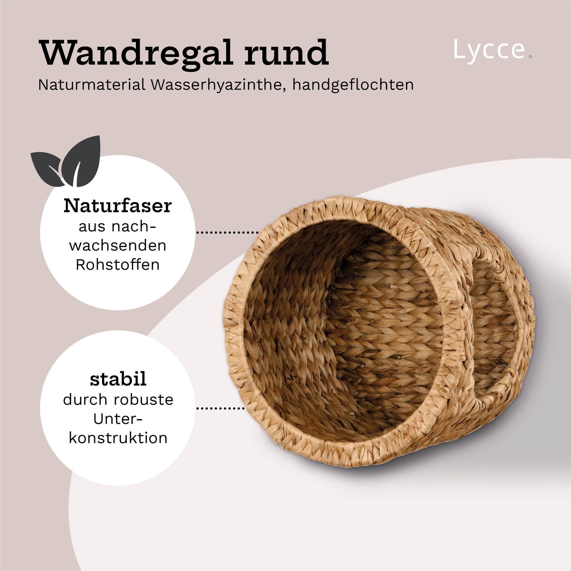 Lycce Wandregal Wandregal Badezimmer Regal geflochten aus Wasserhyazinthe, 2-tlg. – Bild 2 von 5