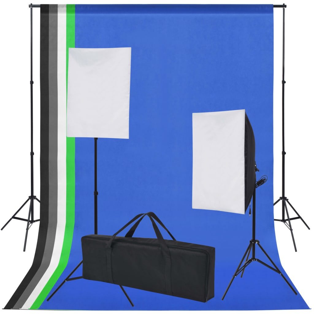 vidaXL Fotohintergrund, Fotostudio-Set 5 farbige Hintergründe & 2 Softboxen