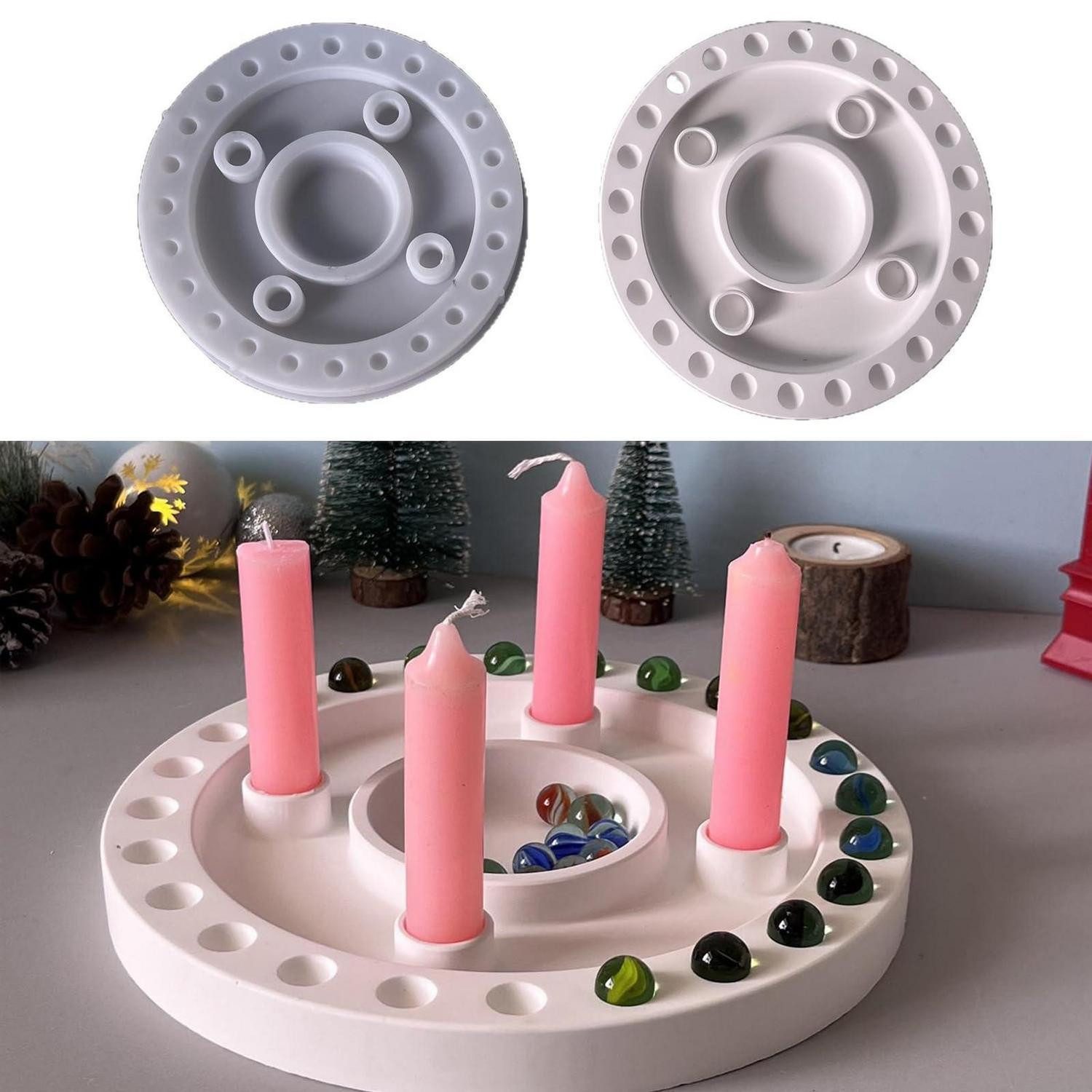 LuxusKollektion DIY-Adventskalender Silikonform Kerzenhalter Adventskalender Rund