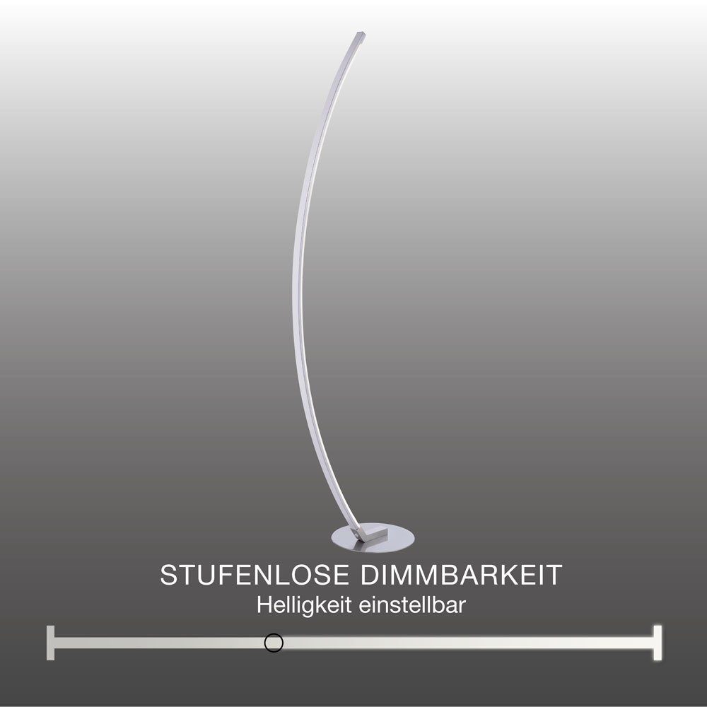 dimmbar 10.8 Stehlampe dimmbar Stehlampe über SellTec Touchdimmer, Watt, Stehleuchte Bogenlampe, Bella, 1xLED/ gebogen LED platzsparend warmweiß,