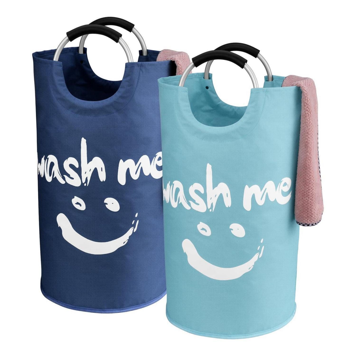 LuxusKollektion Wäschetonne Wäschekorb Wäschesammler Wäschetonne L-95L Blue + Navy Blue