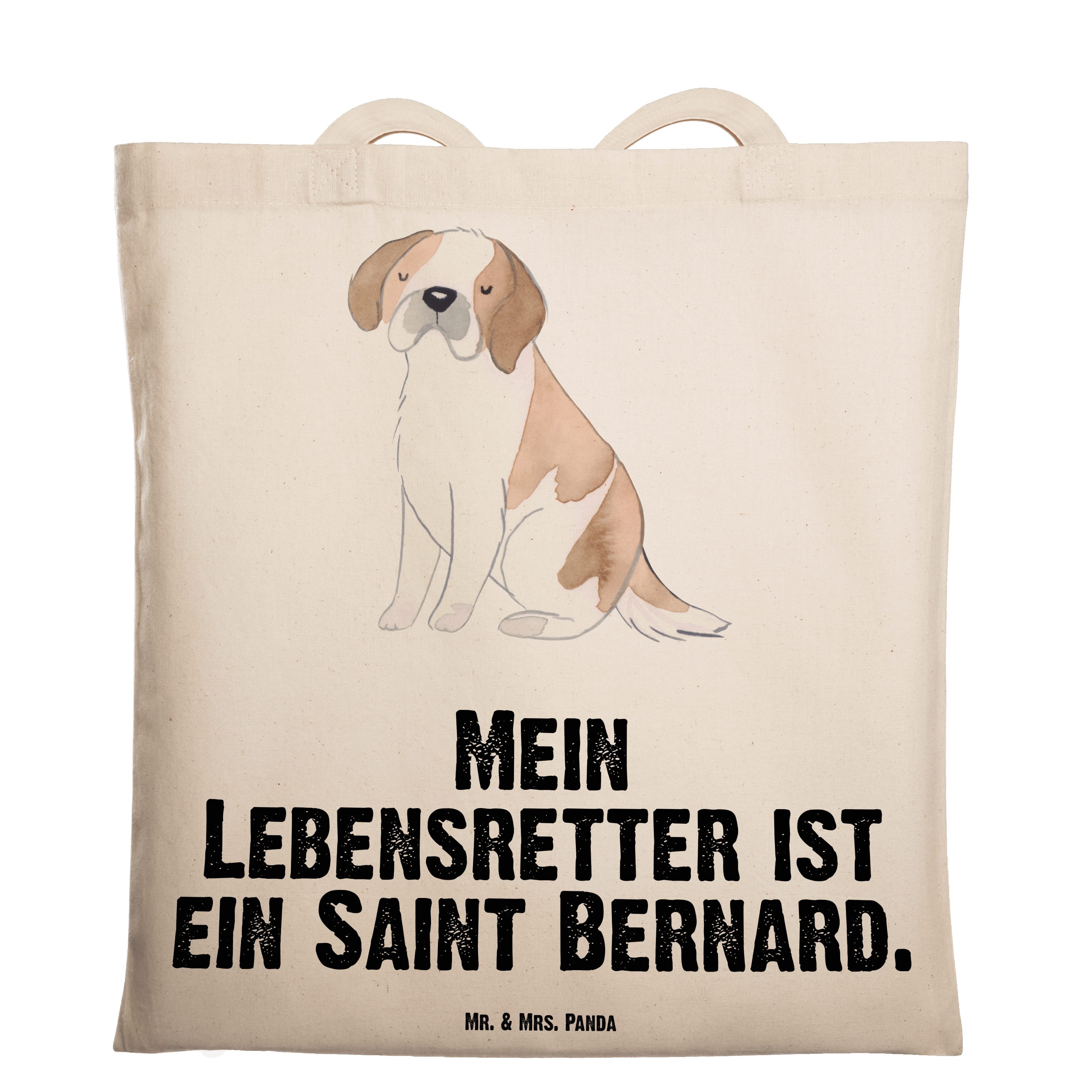 Mr. & Mrs. Panda Tragetasche Saint Bernard Lebensretter - Transparent - Geschenk, Schenken, Einkau (1-tlg)