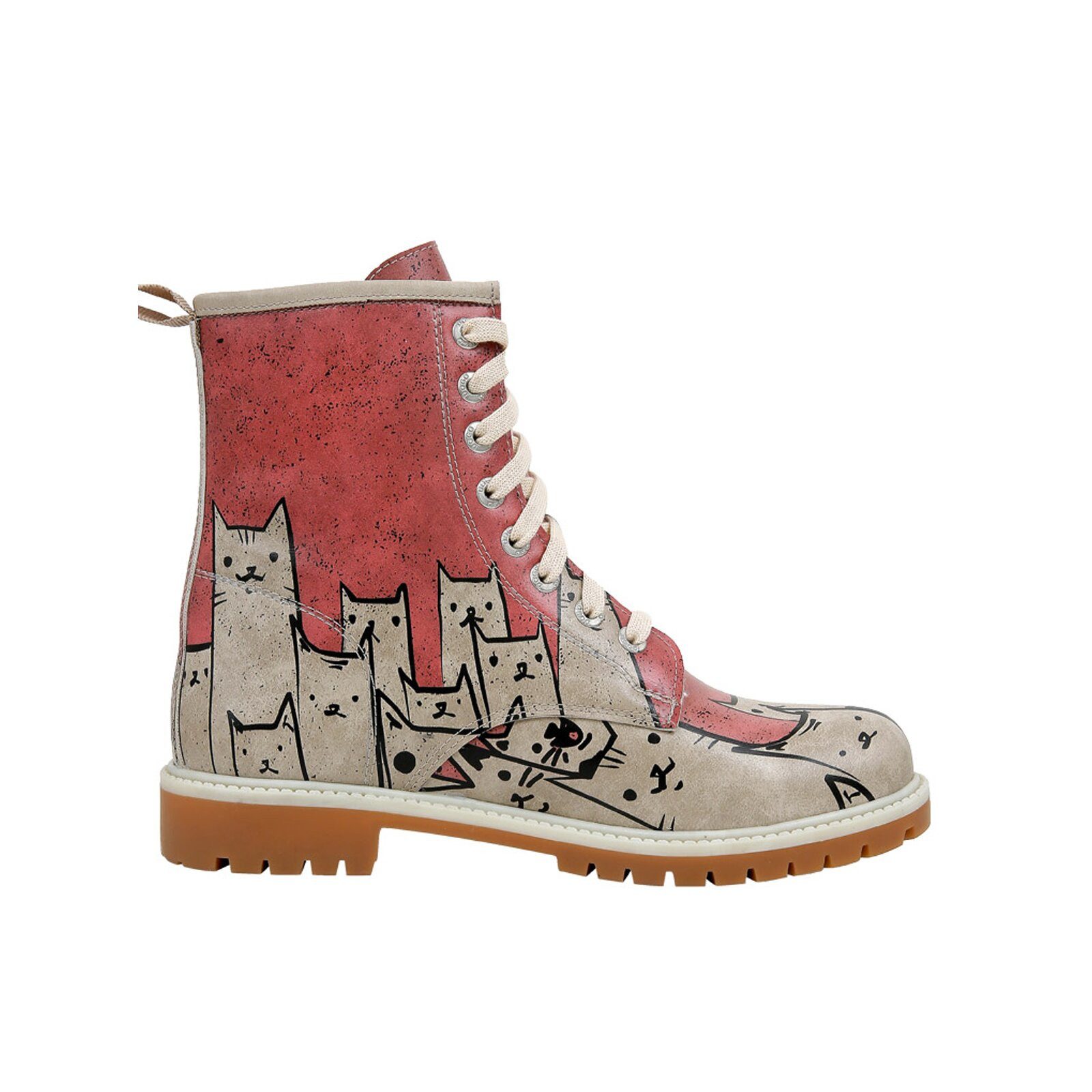 DOGO Long Boots Schnürstiefel Bad Cats Mad Cats Damen Stiefeletten, Schnürboots Handgefertigt