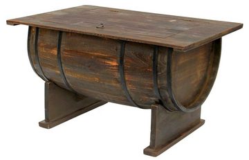 DanDiBo Couchtisch Couchtisch Wohnzimmer Vintage halbiertes Weinfass 5084-H 80cm Tisch aus Holz Beistelltisch Weinregal Fass Bar