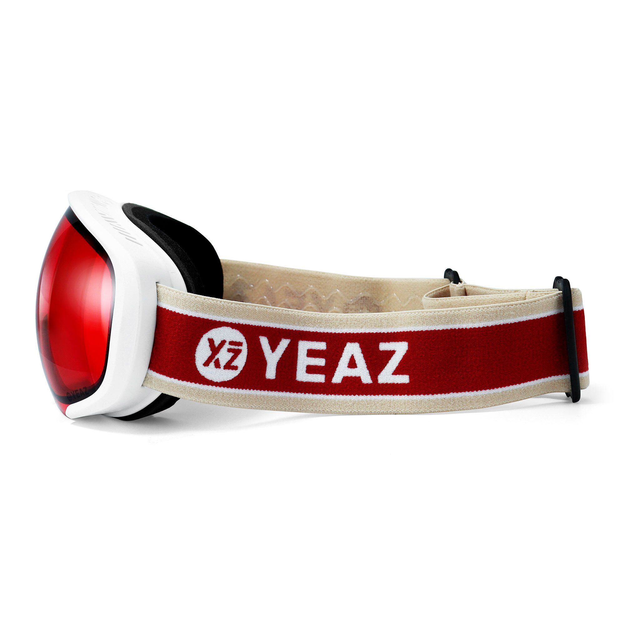 YEAZ Skibrille BLACK RUN Ski- und Snowboard-Brille rot/matt weiß, Premium-Ski- und Snowboardbrille für Erwachsene und Jugendliche