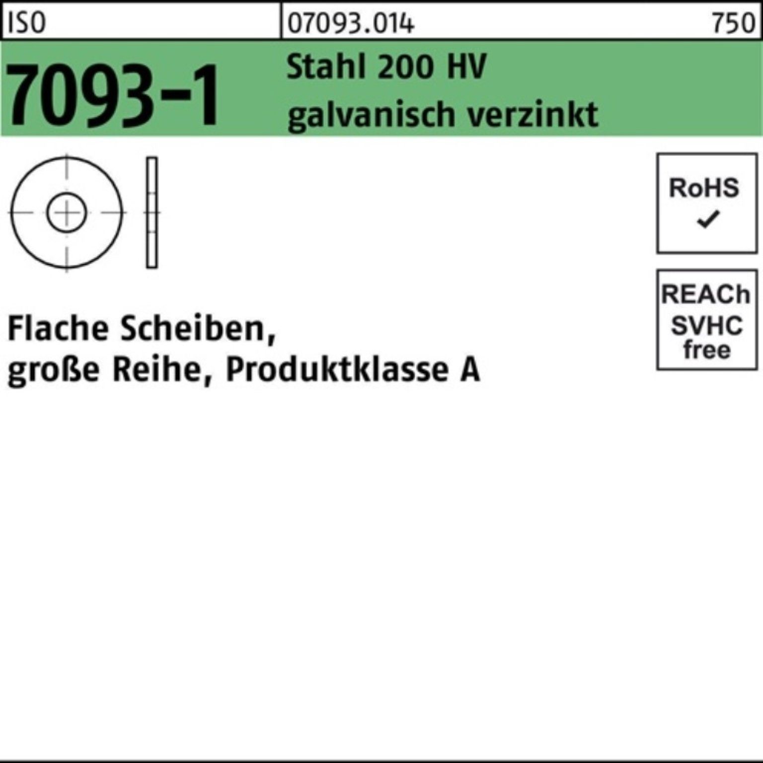 Pack 100er Unterlegscheibe Unterlegscheibe 100 HV 20 ISO 7093-1 Reyher S 200 galv.verz. Stahl