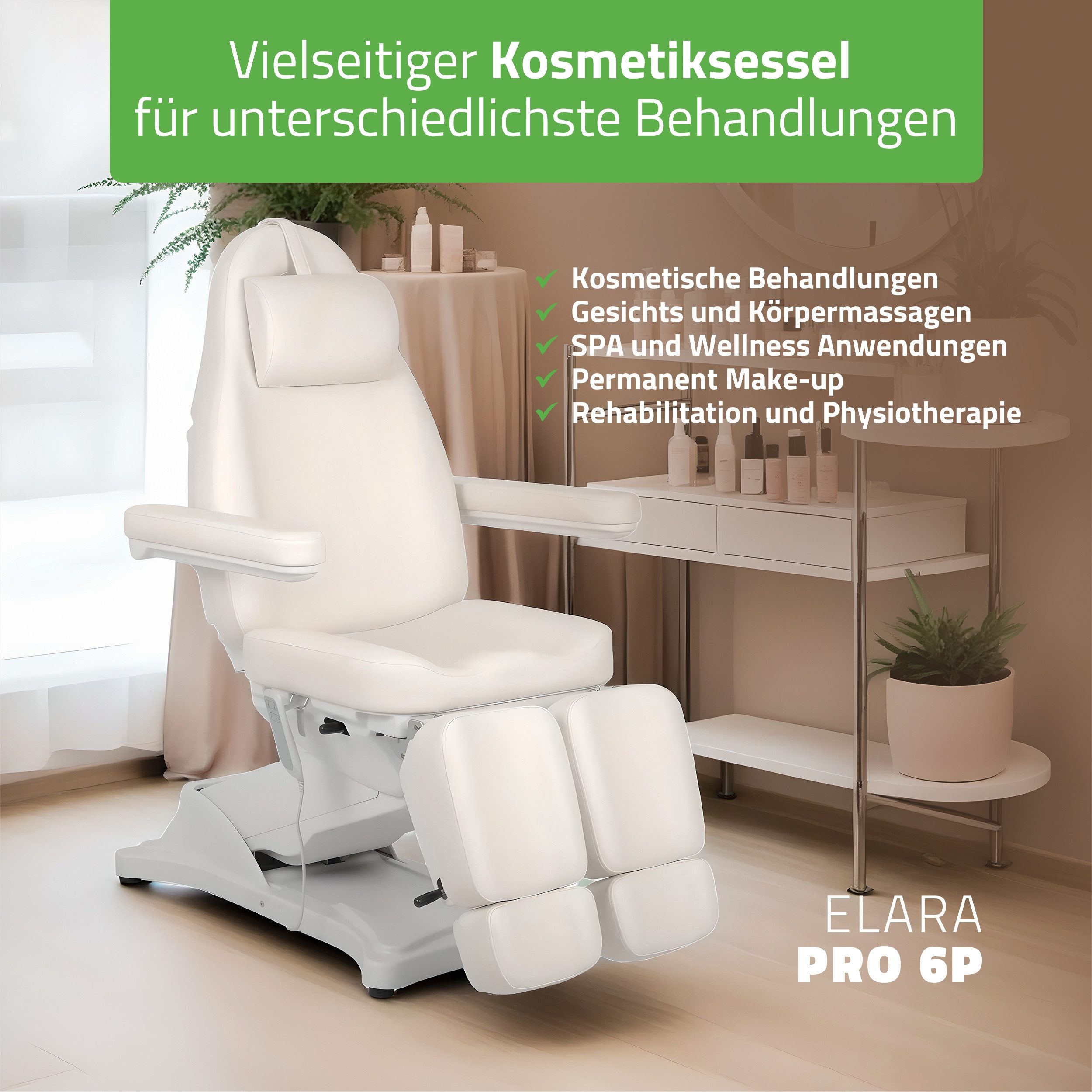 Habys Massageliege Elara PRO 6P Kosmetikliege Kosmetiksessel Handfernbedienung 2 Motoren