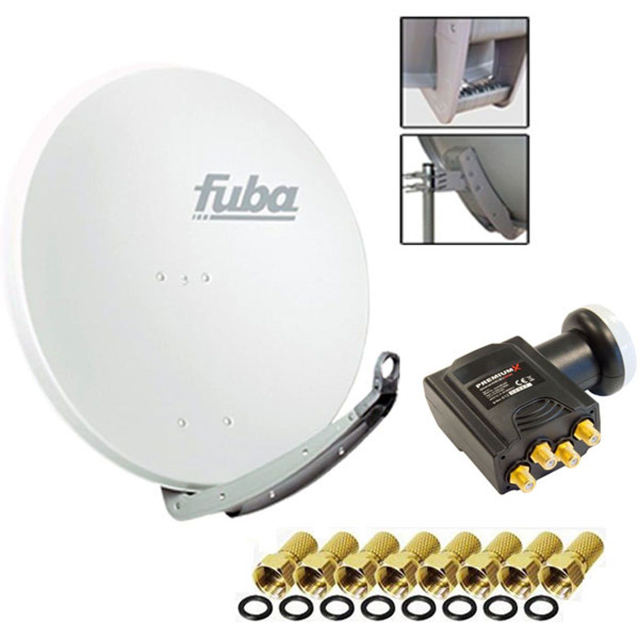 fuba Fuba DAA 850 Digital Sat Schüssel Weiß 85x85cm Deluxe LNB Quad SAT-Antenne