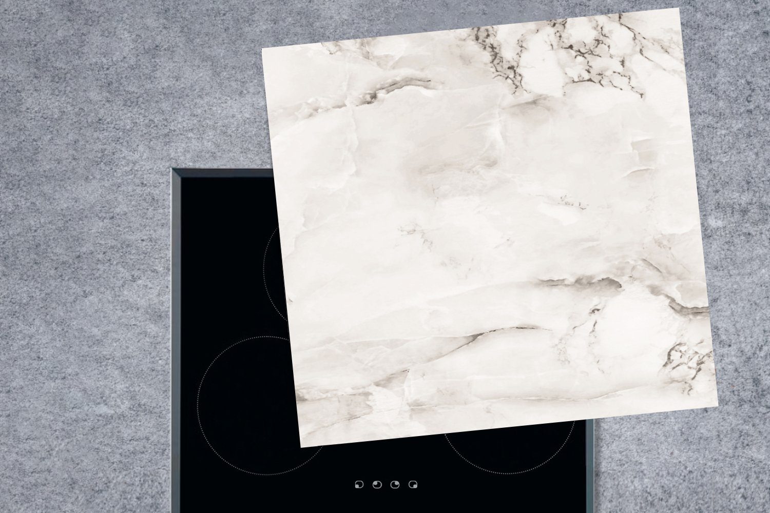 MuchoWow Herdblende-/Abdeckplatte Marmor - Offset Ceranfeldabdeckung, cm, Arbeitsplatte 78x78 küche (1 - Vinyl, für tlg), Weiß