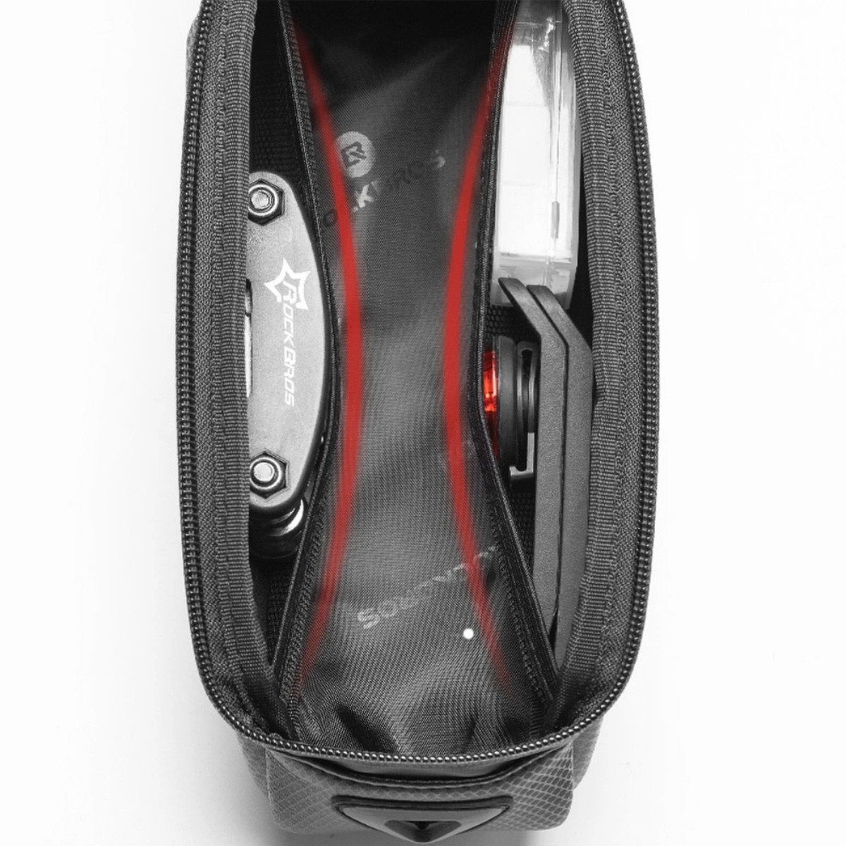 ROCKBROS Fahrradtasche B68 (Einzelprodukt, Mit Regenabdeckung), Wasserdichte Rahmentasche mit Handyfach