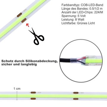 Rosnek LED-Streifen »0,5/1/2M, 5V, Biegbares Lichtstripe, USB«, LED COB Stripe Leiste Lichtband Lichterkette
