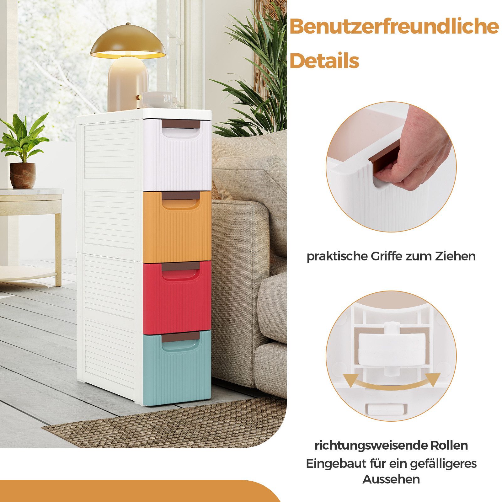 COSTWAY Beistellwagen Nischenschrank schmal – Bild 4 von 5