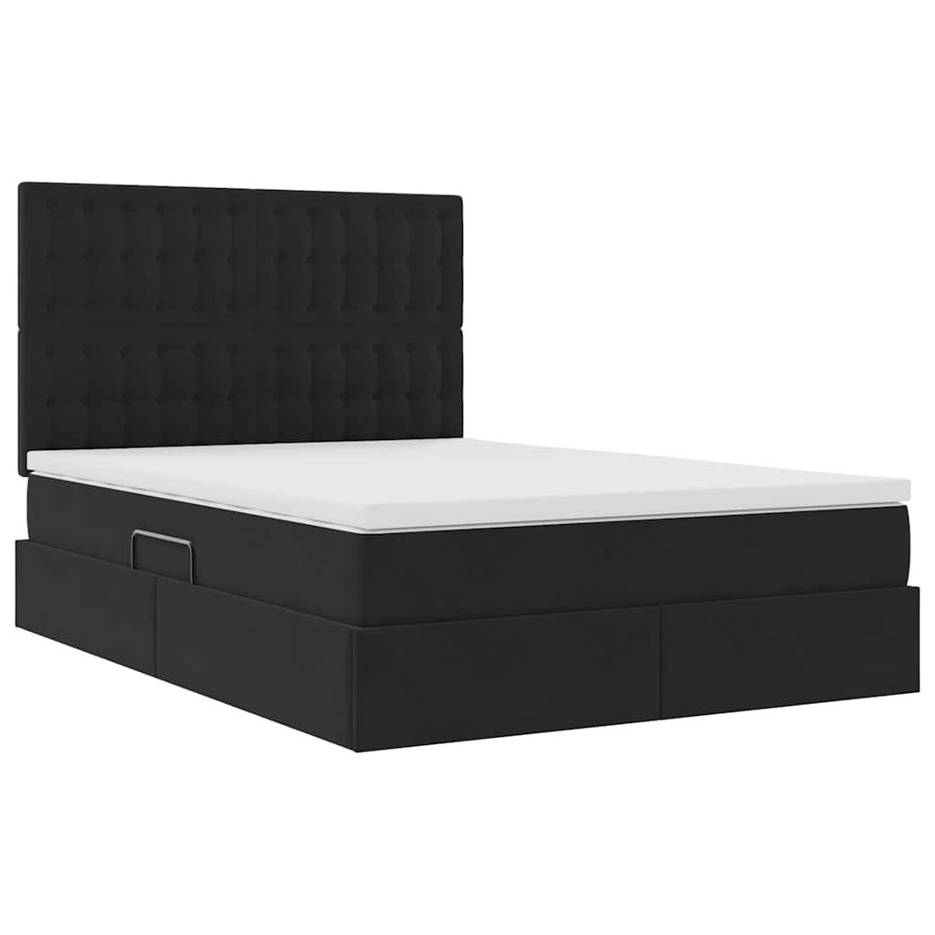 vidaXL Bed with Storage and LED Lighting, Black, 140 x 190 cm, Velvet (1-piece)