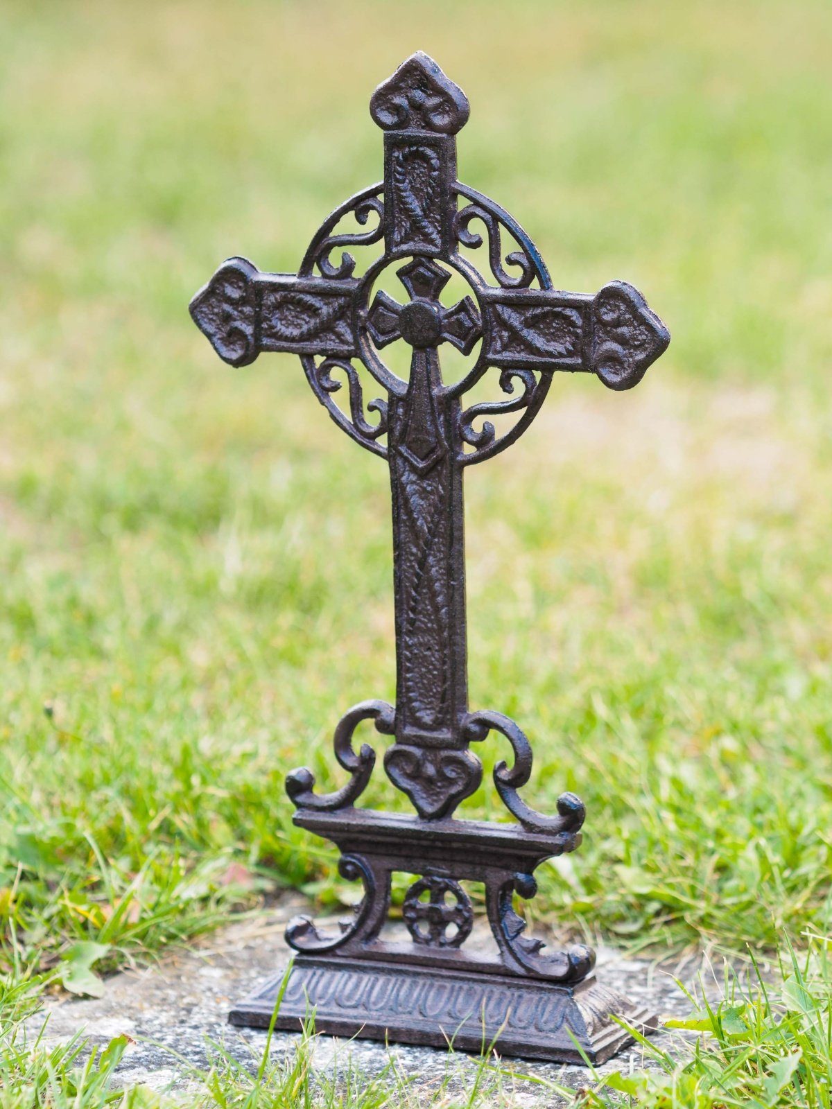 Aubaho Gartenfigur Kreuz Anitk Eisen Eisen im Deko Stil Nostaligie Cro Iron 38cm Kruzifix