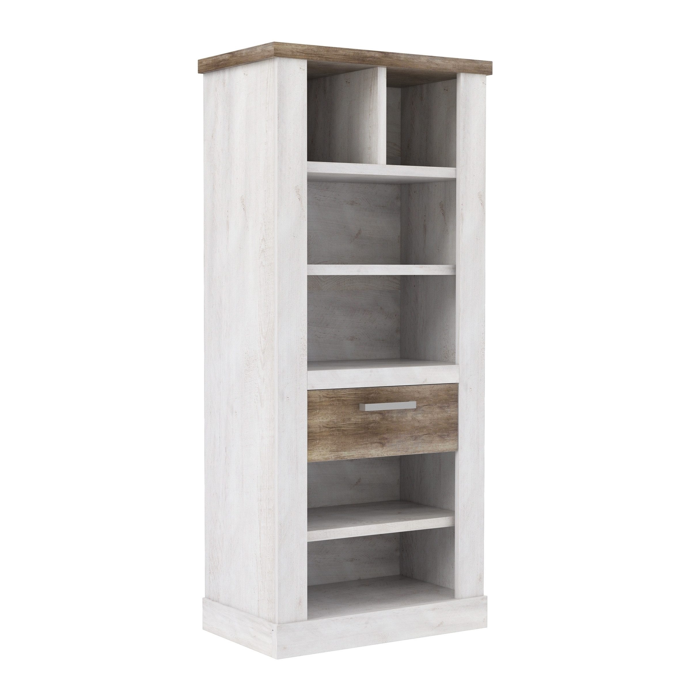 freiraum Regal DURO, Schublade, Pinie Weiss / Eiche Antik Dekor - 71,4x160,4x41,3cm (BxHxT)