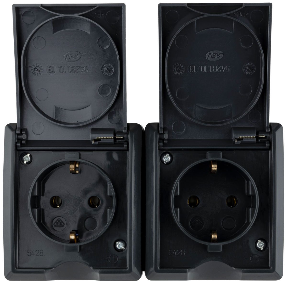 REV Ritter GmbH Aufputz-Steckdose Feuchtraum 2-fach Steckdose REV RITTER AquaForm Aufputz anthrazit grau, 1-St.