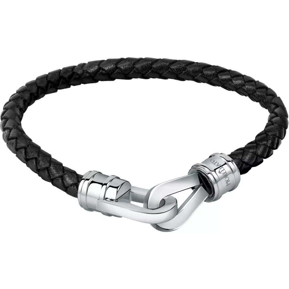 Armband Black leather bracelet for men Moody SQH42 - Length: 19.5 cm