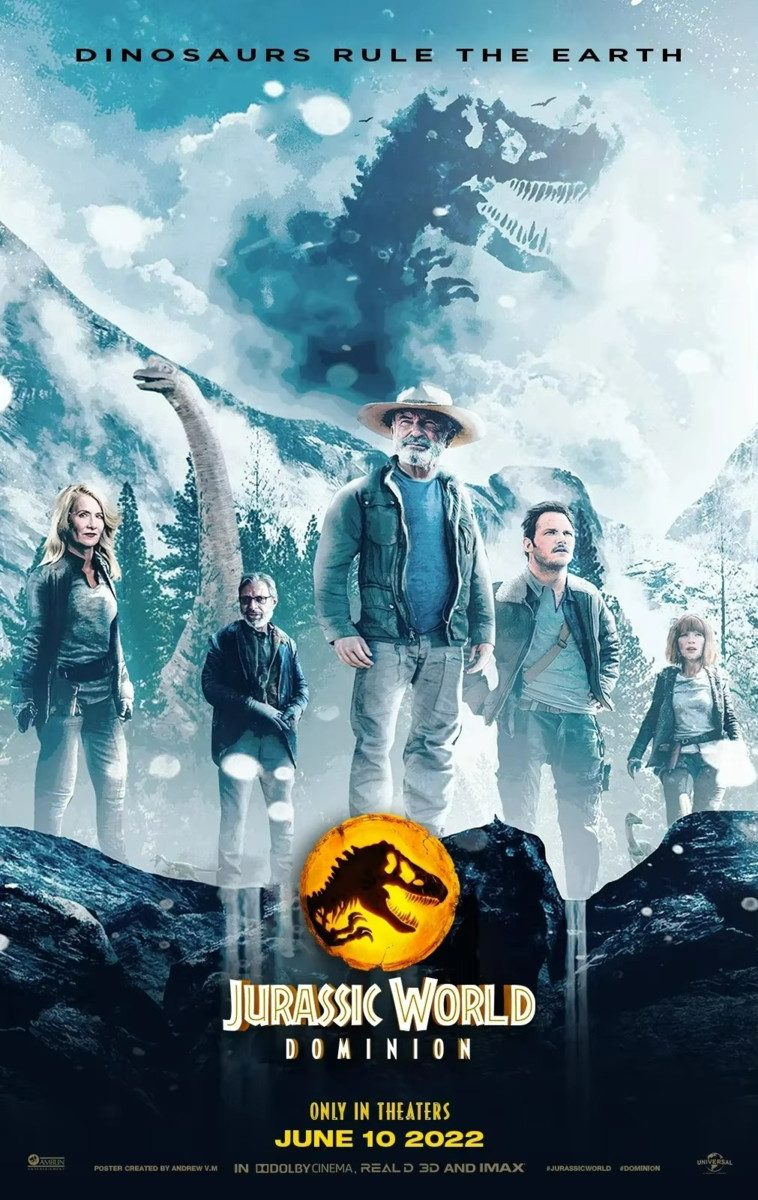 TPFLiving Kunstdruck (OHNE RAHMEN) Poster - Leinwand - Wandbild, Jurassic World Dominion Moderne Dinosaurier Filmdrucke auf Leinwand (Leinwandbild XXL), Farben: Schwarz, Gelb, Blau, Weiß, Orange, Rot -Größe: 20x30cm
