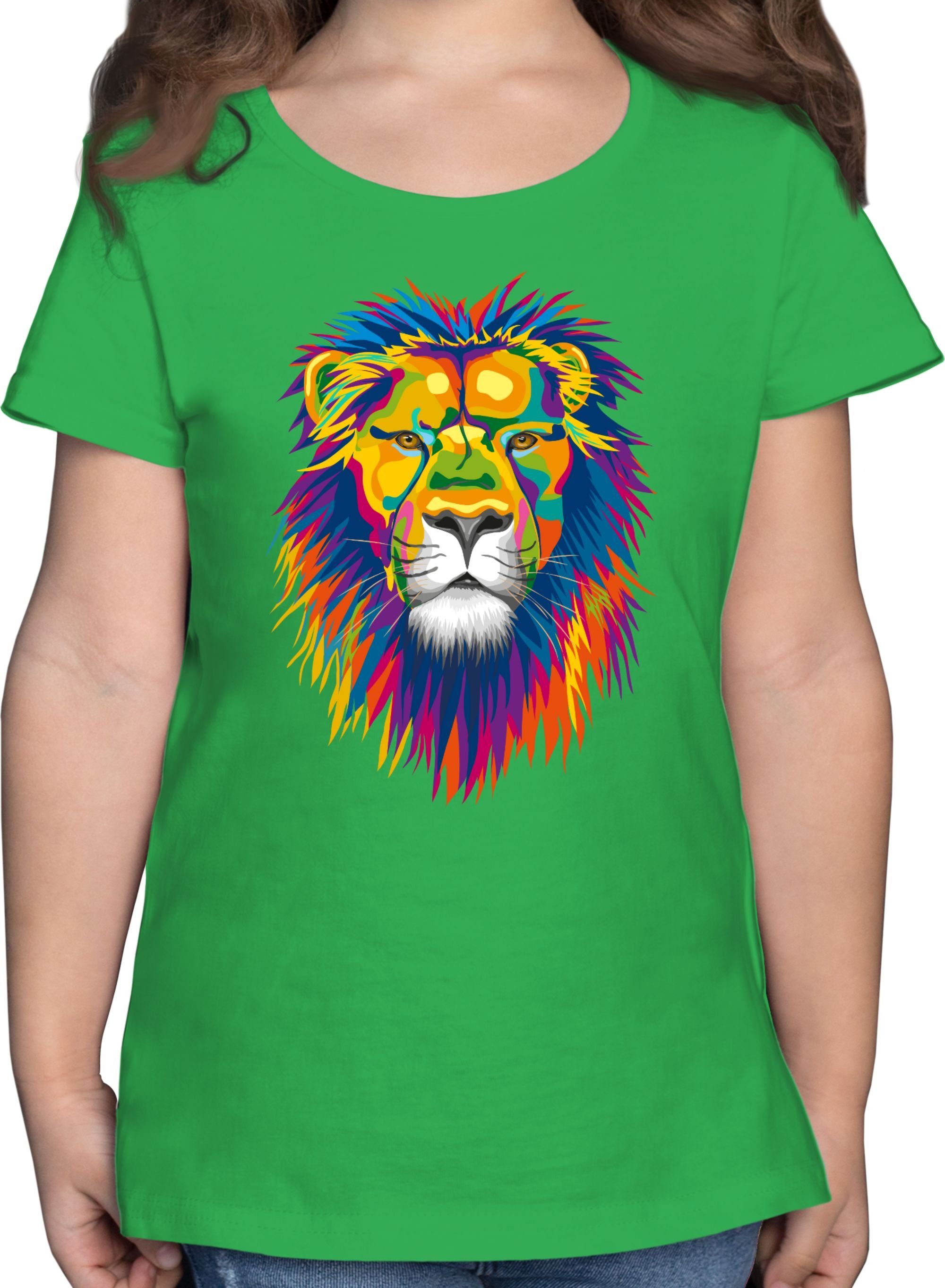 Shirtracer T-Shirt Löwe Lion Tiermotiv Animal Print 03 Grün