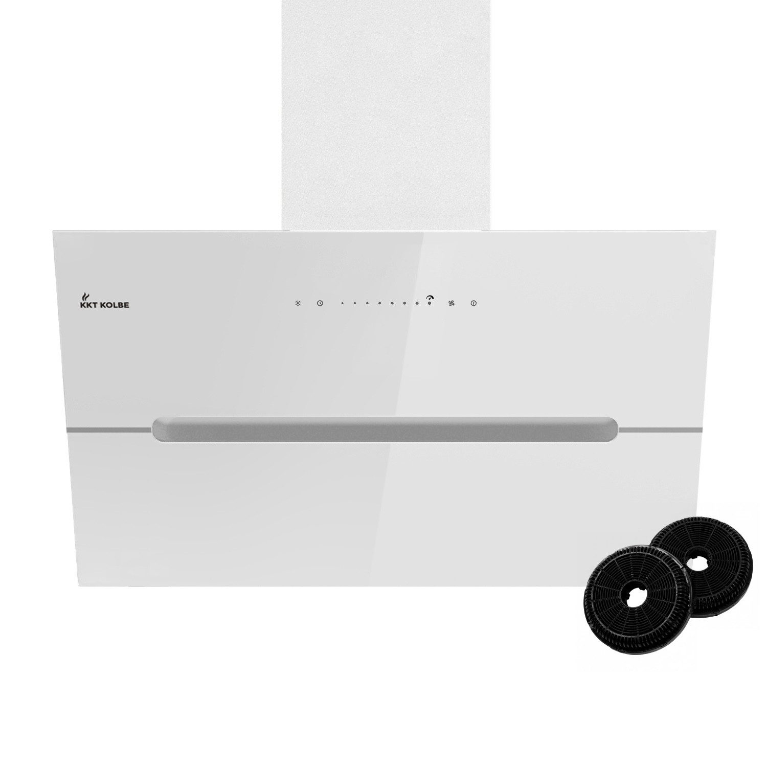 KKT KOLBE Wandhaube Dunstabzugshaube 80cm ECCO8005WM RGBW Ambientebeleuchtung Kopffrei / 80cm / Smarte WiFi-App / Weiß / Glas / Schräghaube