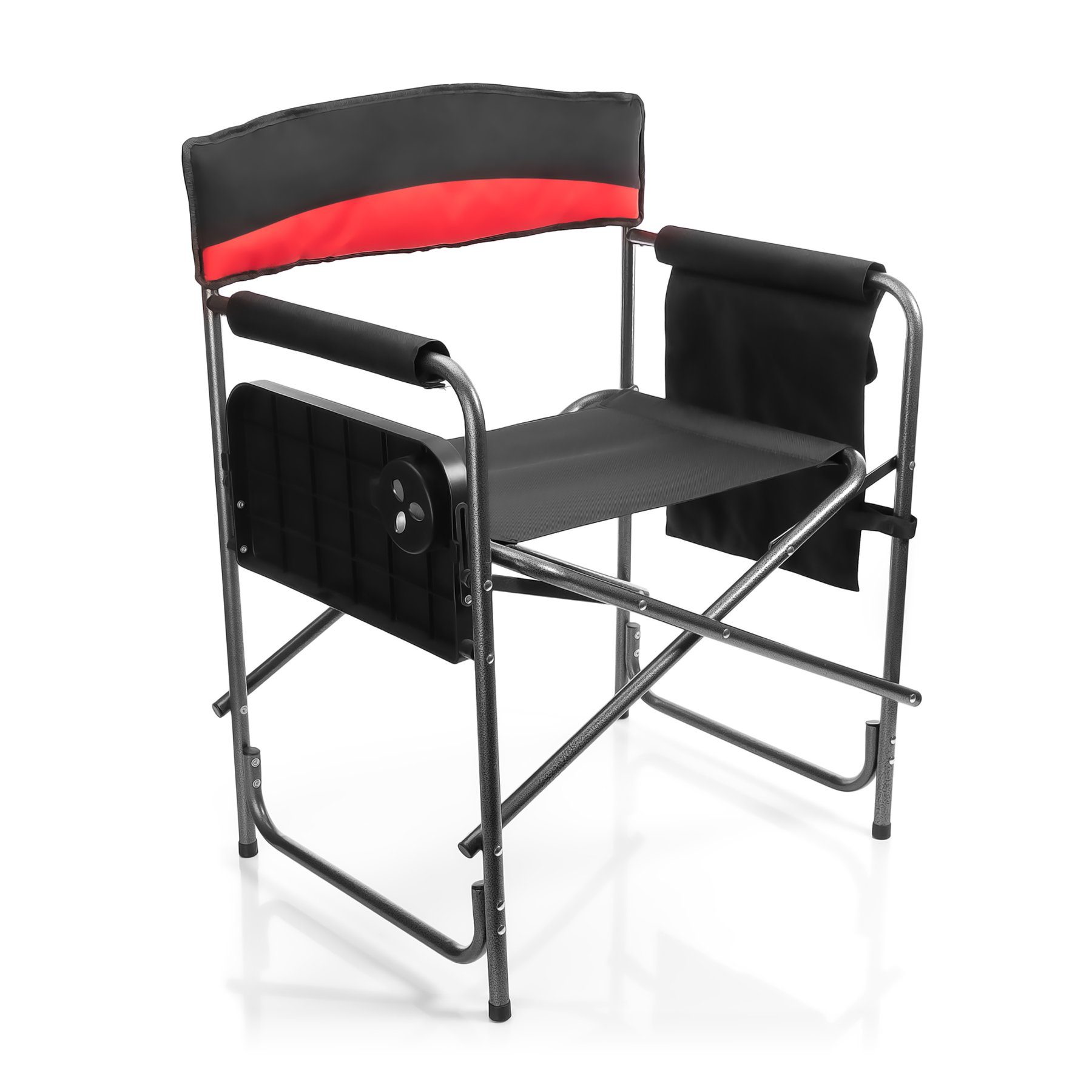 BigDean Campingstuhl XXL Komfort Regiestuhl in schwarz (Packung, 1 St), 180kg Belastbar, Falt/Klappbar, Tragegriffe