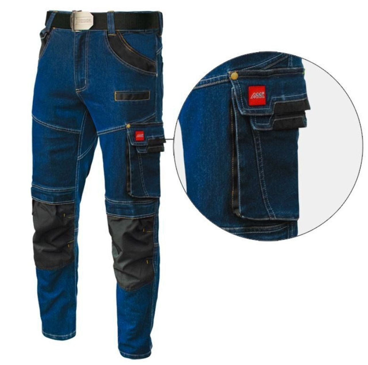 Artmas Arbeitshose Arbeitshose Jeanshose Stretch Baumwolle viele Taschen