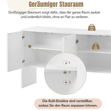 Merax Sideboard mit 4 Türen und Einlegeböden, Kommode mit Kippschutz, Anrichte, Buffet Scandi, B:152,5cm