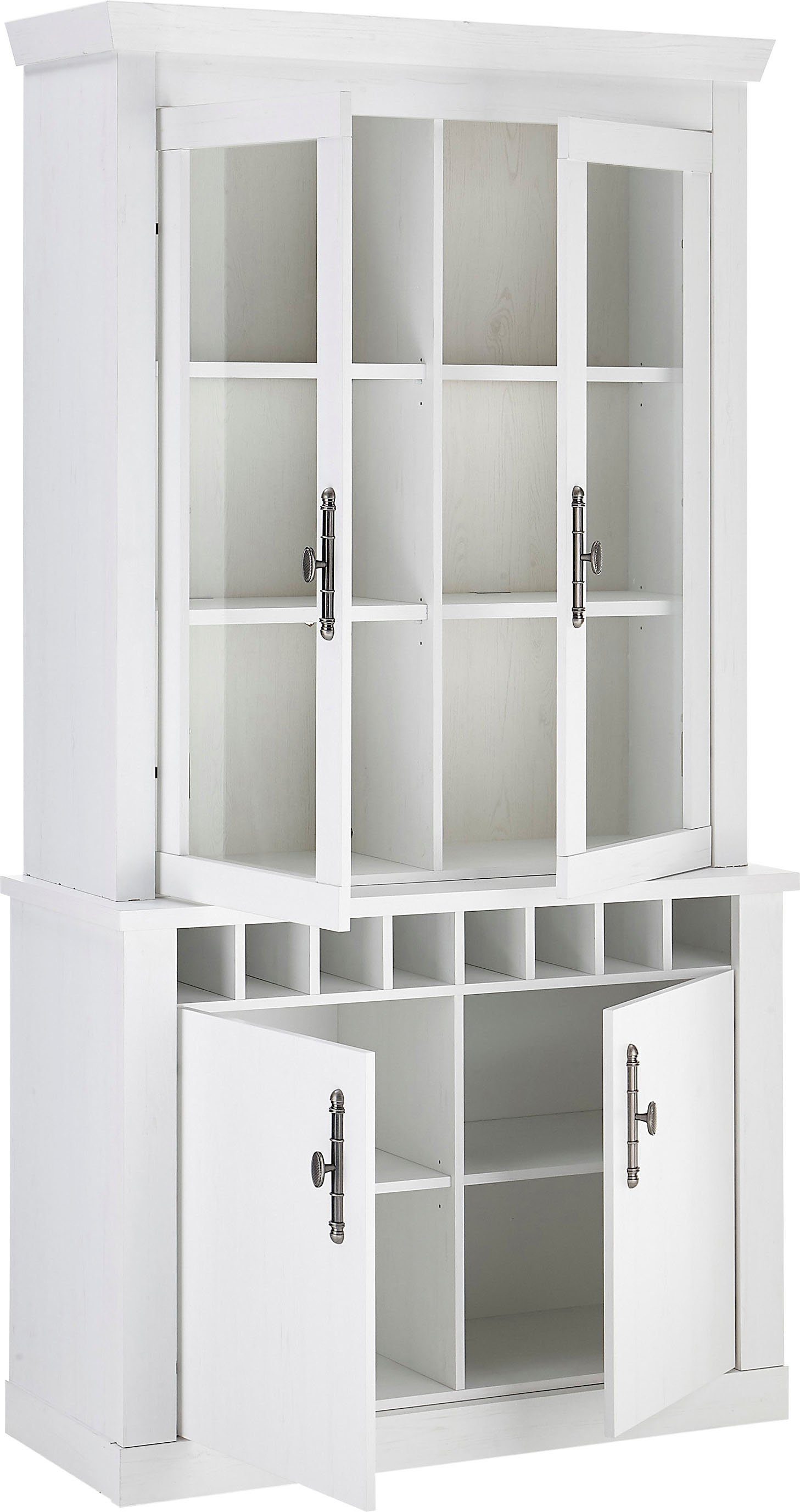 Home affaire Vitrine RAVENNA im romantischen Landhausstil, Griffe aus Metall, Höhe 207 cm