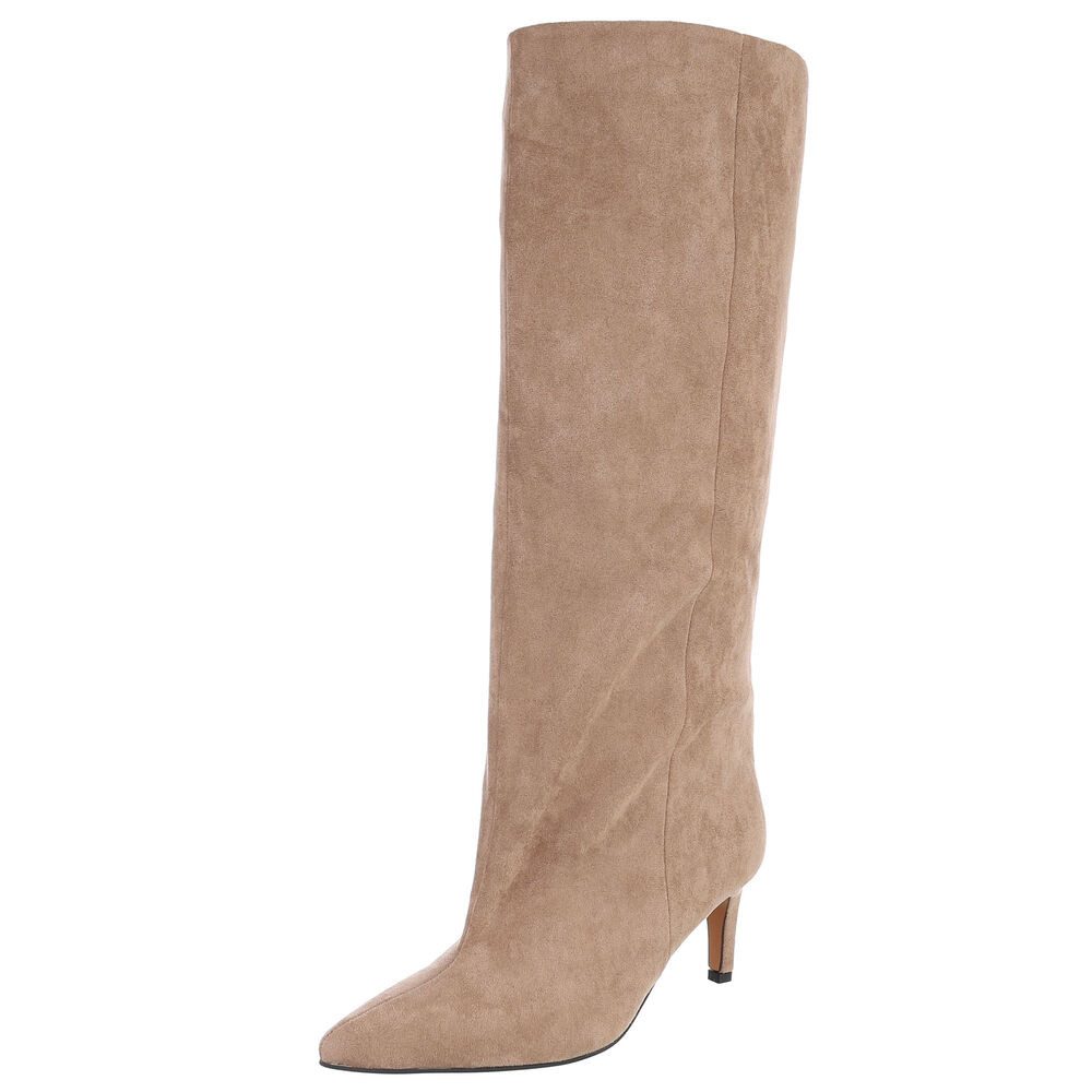 Ital-Design Damen Kniehochstiefel spitz mit Absatz, elegant Stiefel (92214272) Pfennig-/Stilettoabsatz Stiefel in Hellbraun
