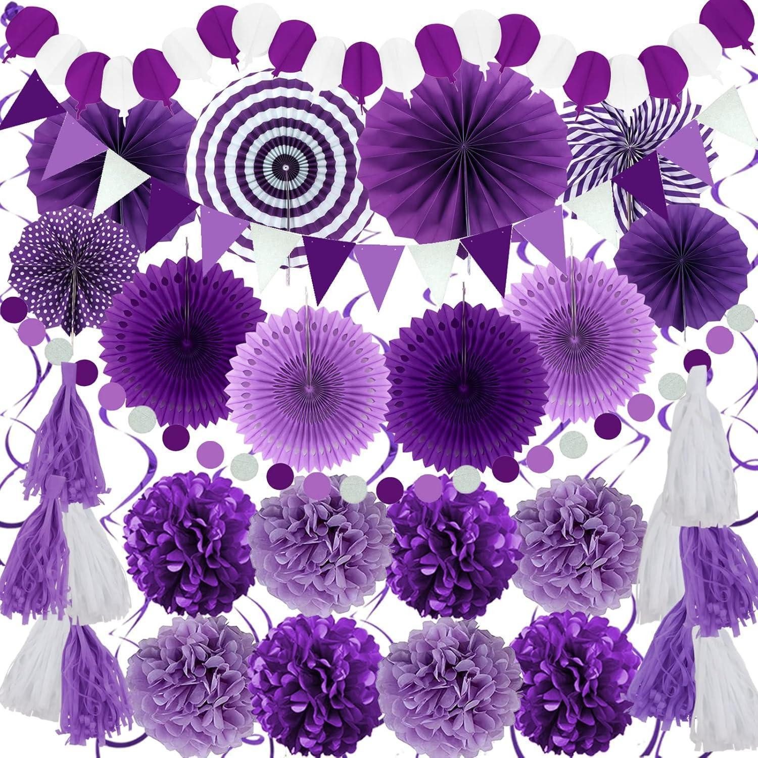 LuxusKollektion Girlande Party Deko Set lila Papier Pompoms Girlande Geburtstag Hochzeiten