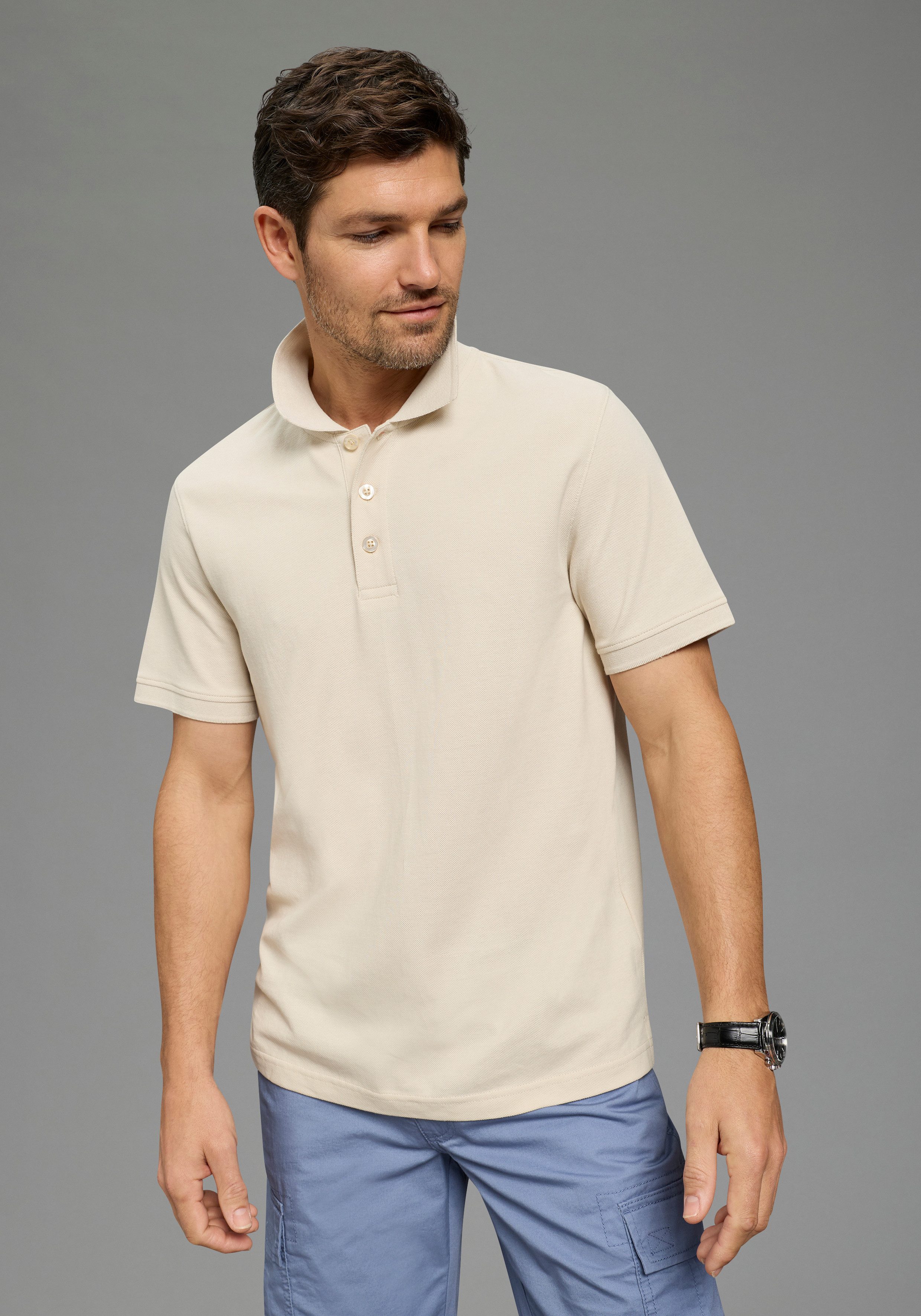 Man's World Poloshirt Kurzarm, lockere Passform, unifarben günstig online kaufen