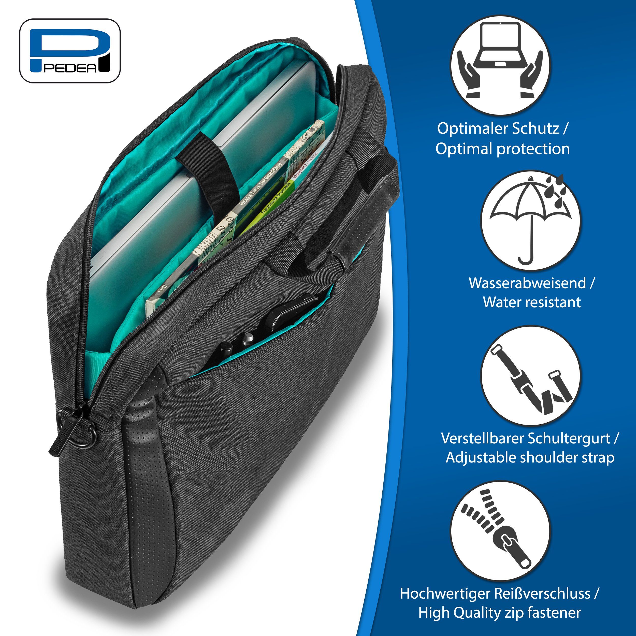 PEDEA Laptoptasche LIFESTYLE Notebooktasche mit Schultergurt 15,6 / 17,3 Zo günstig online kaufen