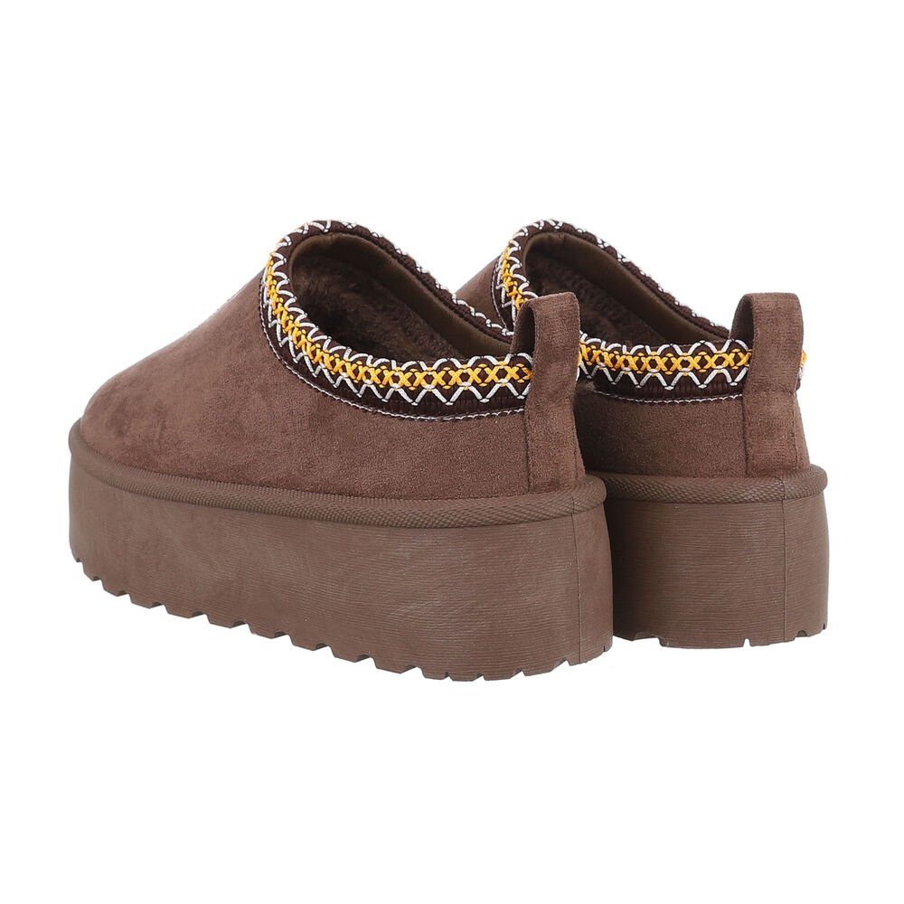 Ital-Design Die bequemen Plateau-Slipper Hausschuh (85856541) Flach Stiefeletten in Braun