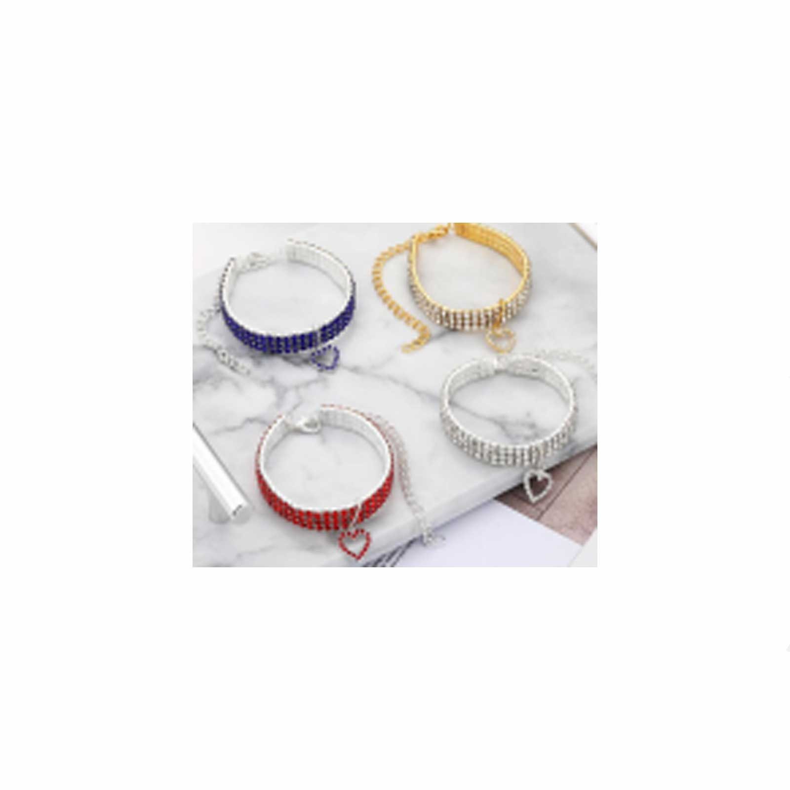 Monkimau Hunde-Halsband Hundehalsband Katzenhalsband Herz Anhänger rot - S
