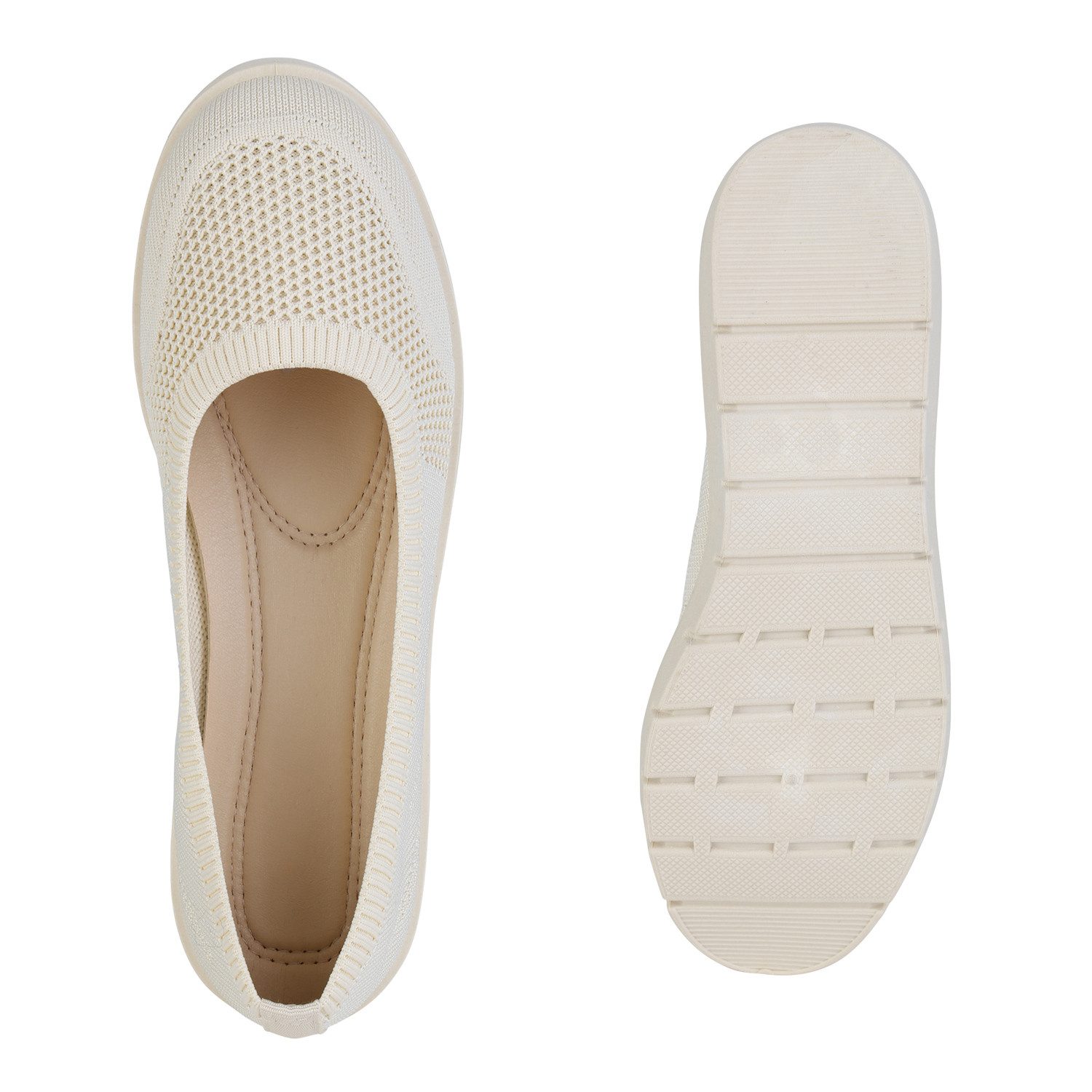 VAN HILL 841603 Sneaker Ballerinas Damen Sportliche Ballerinas Bequeme Strick Profil-Sohle