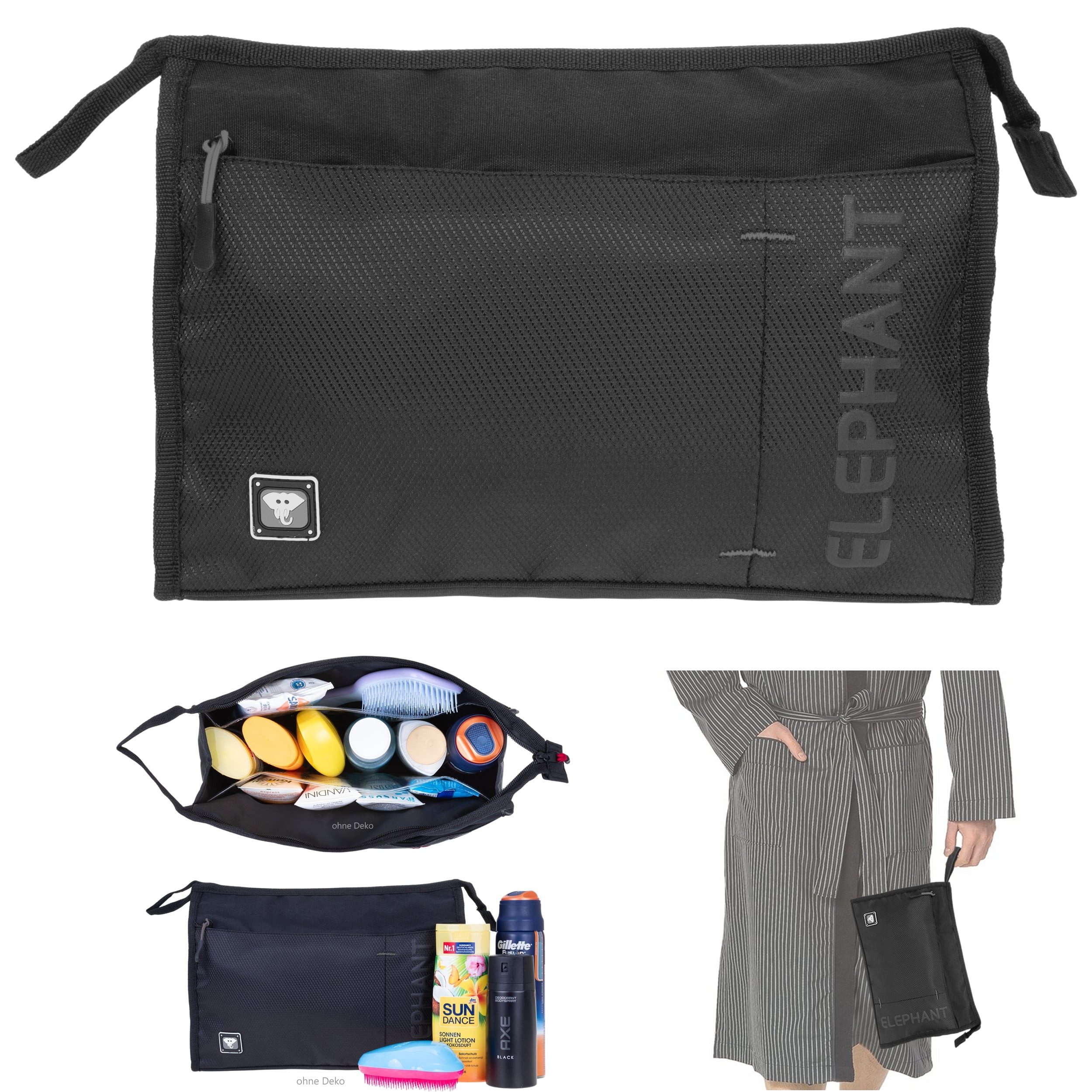 ELEPHANT Kulturbeutel groß Kulturtasche Washbag Herren Damen Kosmetiktasche, wasserabweisend Sauna Reise Sport Tasche Kosmetiktasche Dark