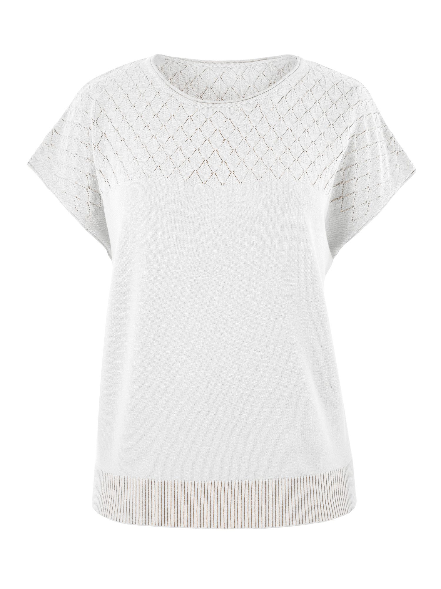 Imily Bela T-Shirt Damen Freizeit Kurzarm Strickshirt (Packung, 1-tlg., 1per-Pack) mit Häkeldetail – Bild 5 von 5