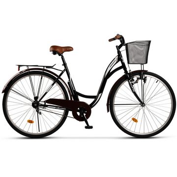 Velors Cityrad 28 Zoll Damenfahrrad mit Korb, Beleuchtung, 1 Gang, Kettenschaltung, ab 160 cm, City Bike Fahrrad