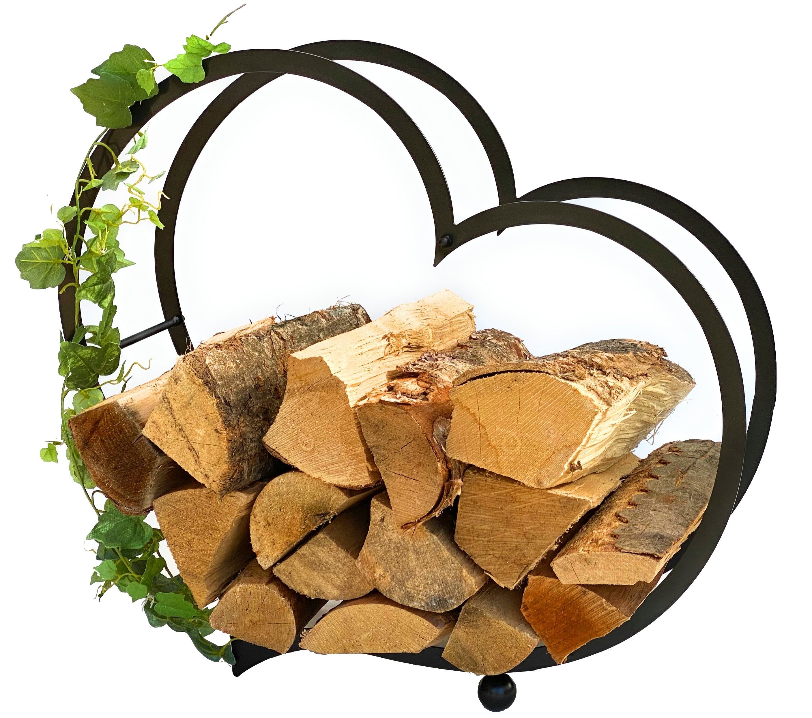 DanDiBo Kaminholzregal Innen Metall Herz Kaminholzständer 64 cm 181134 Holzkorb, Kaminholzhalter Feuerholzhalter