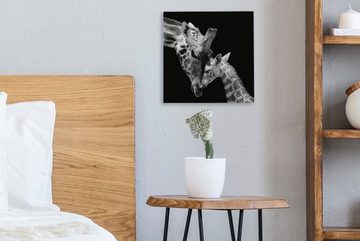 OneMillionCanvasses® Leinwandbild Giraffe - Wildtiere - Porträt - Schwarz-Weiß, (1 St), Leinwand Bilder für Wohnzimmer Schlafzimmer