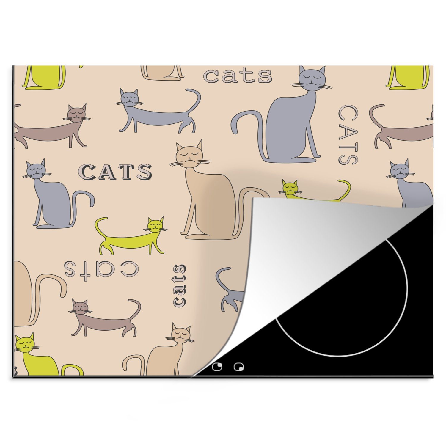 MuchoWow Herdblende-/Abdeckplatte Muster - Katze - Zitat - Jungen - Mädchen - Kinder - Kind, Vinyl, (1 tlg), 60x52 cm, Mobile Arbeitsfläche nutzbar, Ceranfeldabdeckung