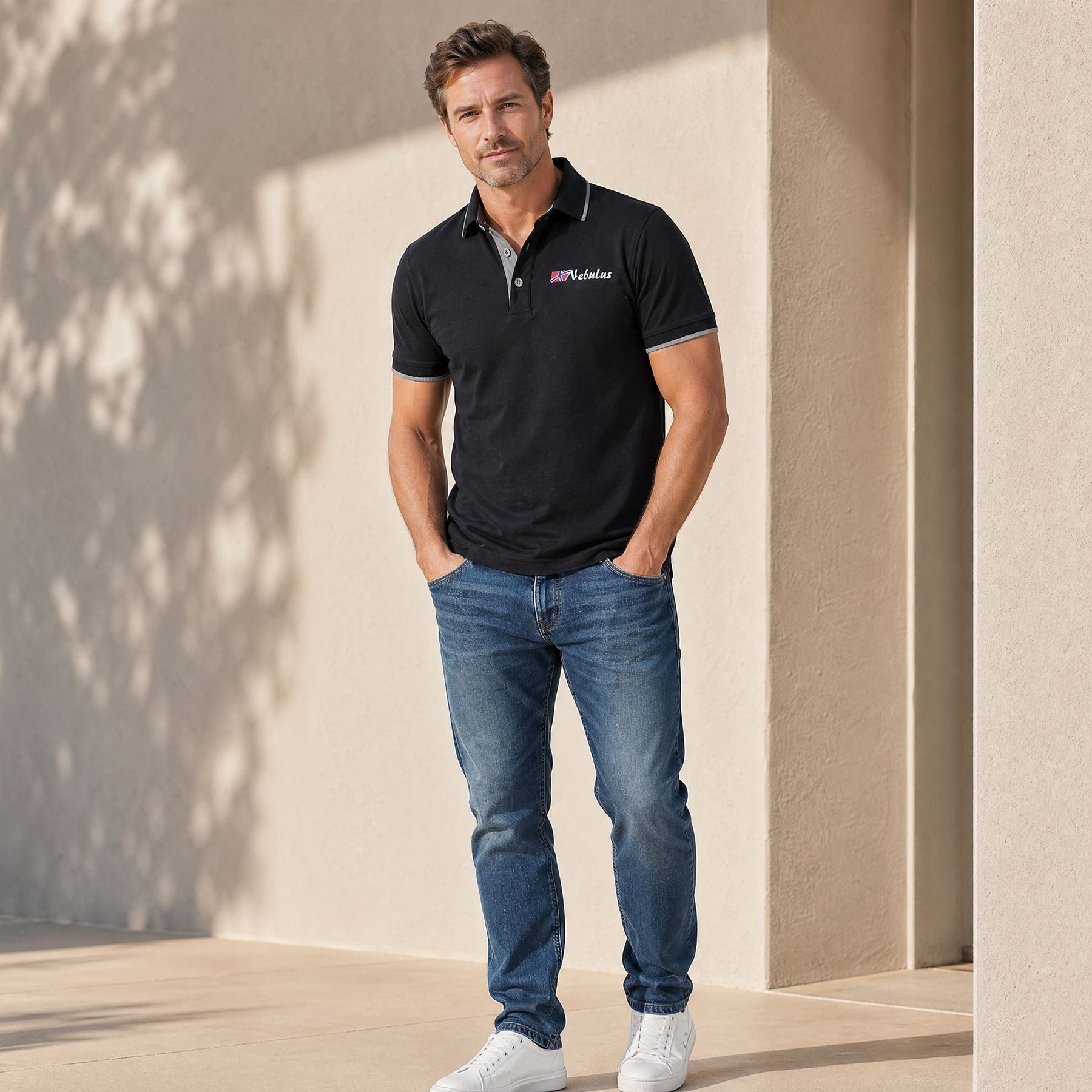 Nebulus Poloshirt LASTONE, P6751 - Herren, schwarz-grau, XXL