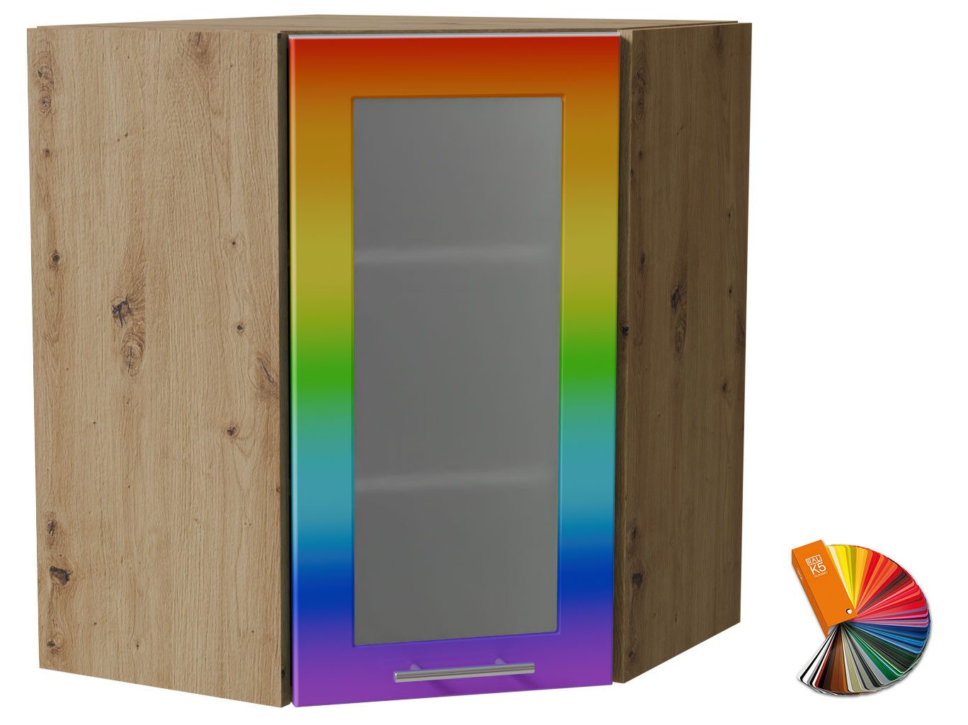 Feldmann-Wohnen Klapphängeschrank Bari (W10S/60, 1-türig, 2 Einlegeböden, 1-St., moderne Kassettenoptik, lackierte Fronten, 60x60x72cm) Eiche Artisan / RAL Wunschfarbe matt (K5)