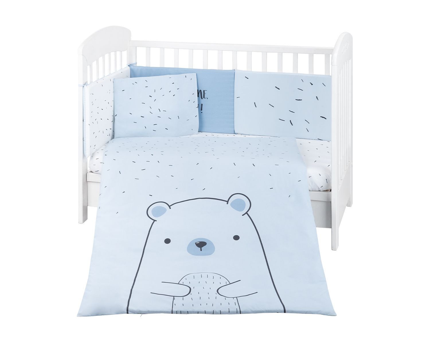 Kikkaboo Babybettwäsche Babybettwäsche Bär 6tlg 120x60, Baumwolle, 6 teilig, Decke 135 x 95 Kissen 45 x 35 Laken 120 x 60