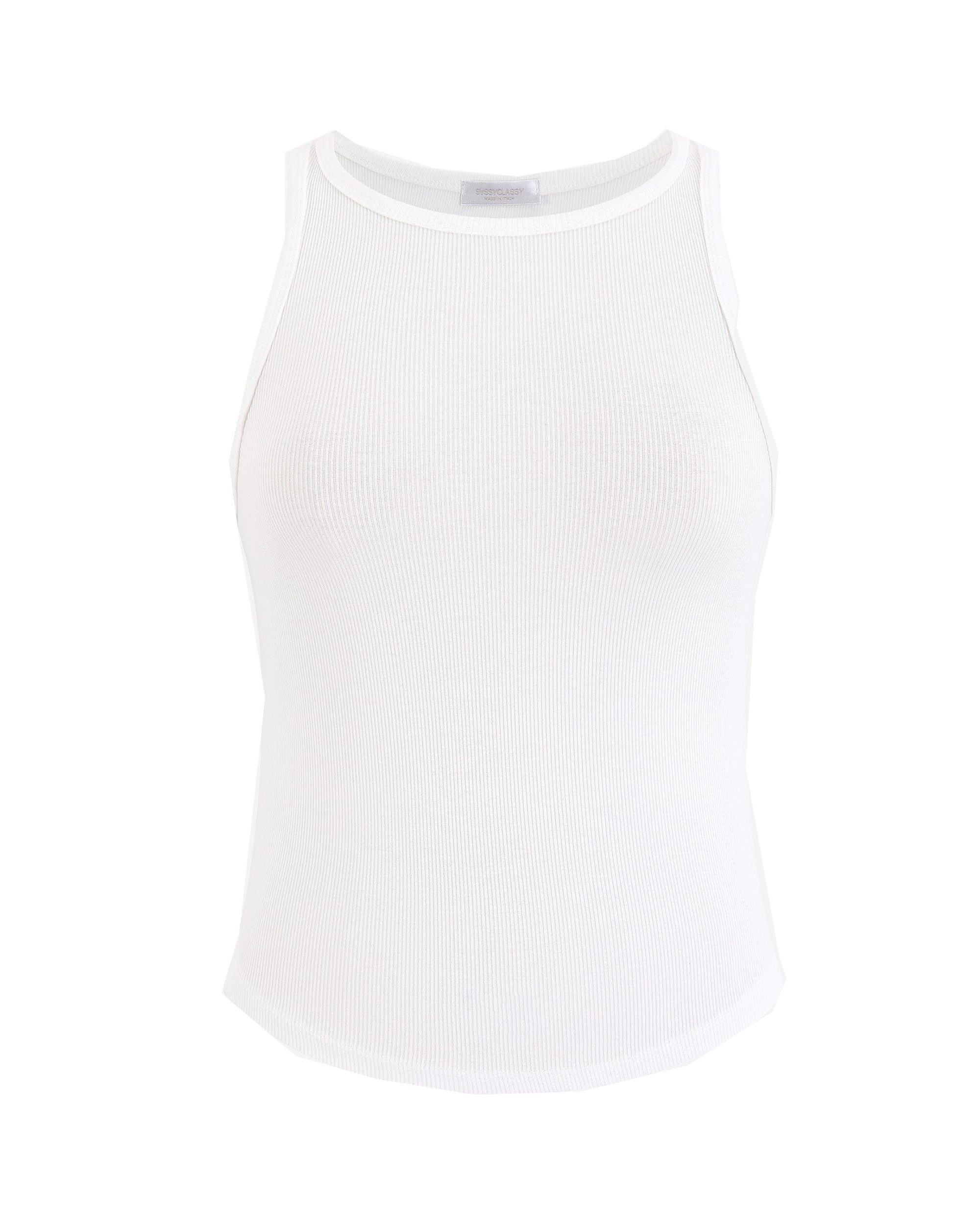 SASSYCLASSY Tanktop Geripptes Basic Tanktop Ärmelloses Top mit Rundhalsauss günstig online kaufen