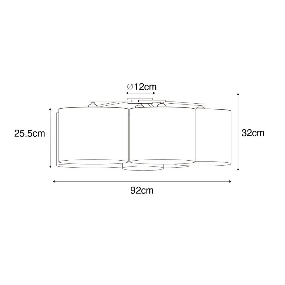 Qazqa Deckenleuchte Multidrum, ohne Leuchtmittel, Warmweiß, QAZQA Deckenleuchte, e27, Bunt, Textil, Modern