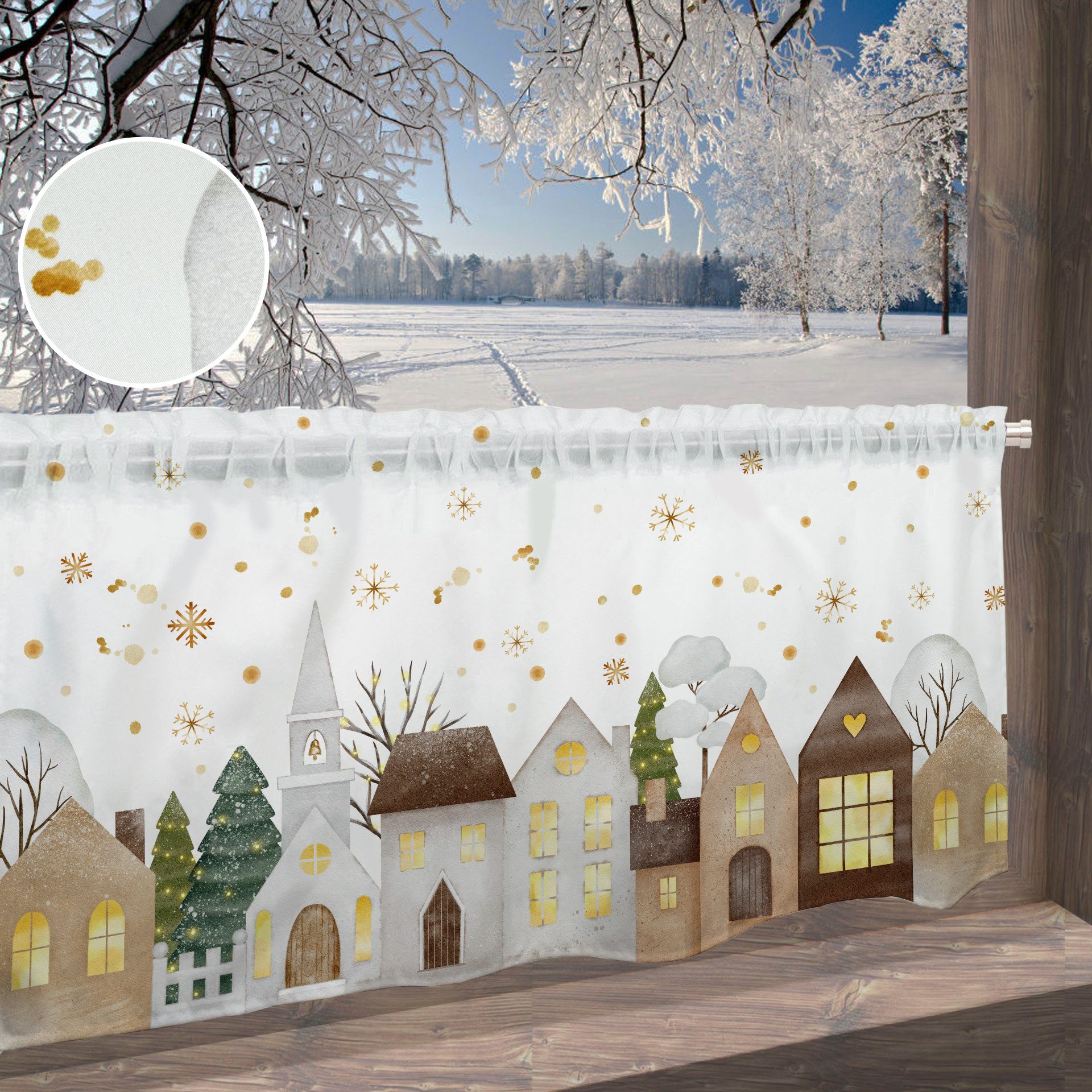 my home Scheibengardine Noel (1 St), Stangendurchzug, blickdicht, Polyester günstig online kaufen